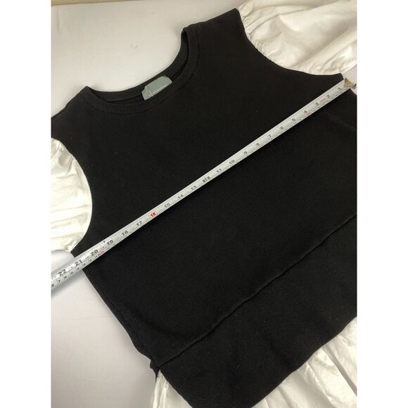 ~ Anthropologie L Sweater/Blouse Mixed Media Black White Balloon Poplin Knit Lg - Picture 5 of 15
